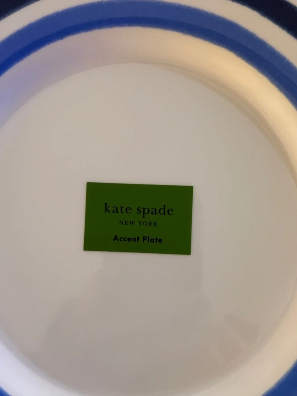 kate spade White 9” Melamine Plates with Blue Stripe Accents - Set of 2